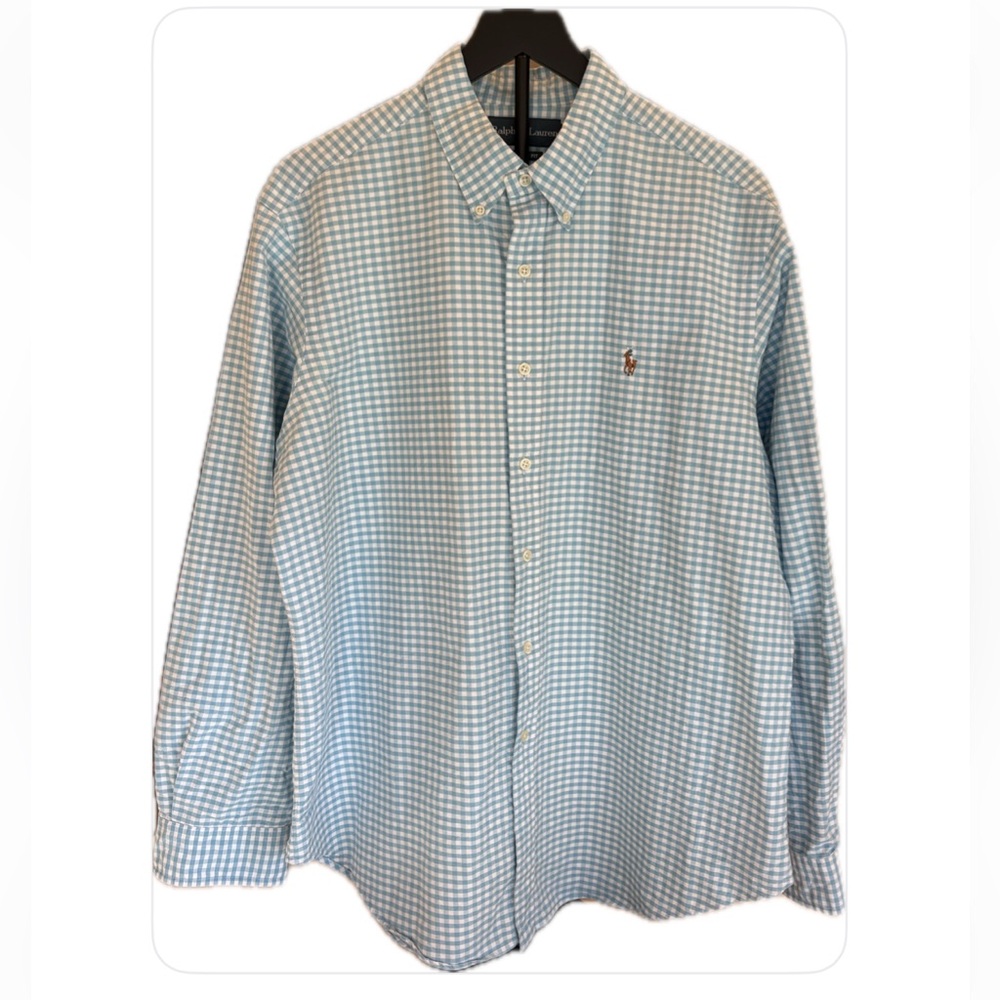 Ralph Lauren Classic Fit Blue/White Checkered Long Sleeves Button Down  Shirt XL